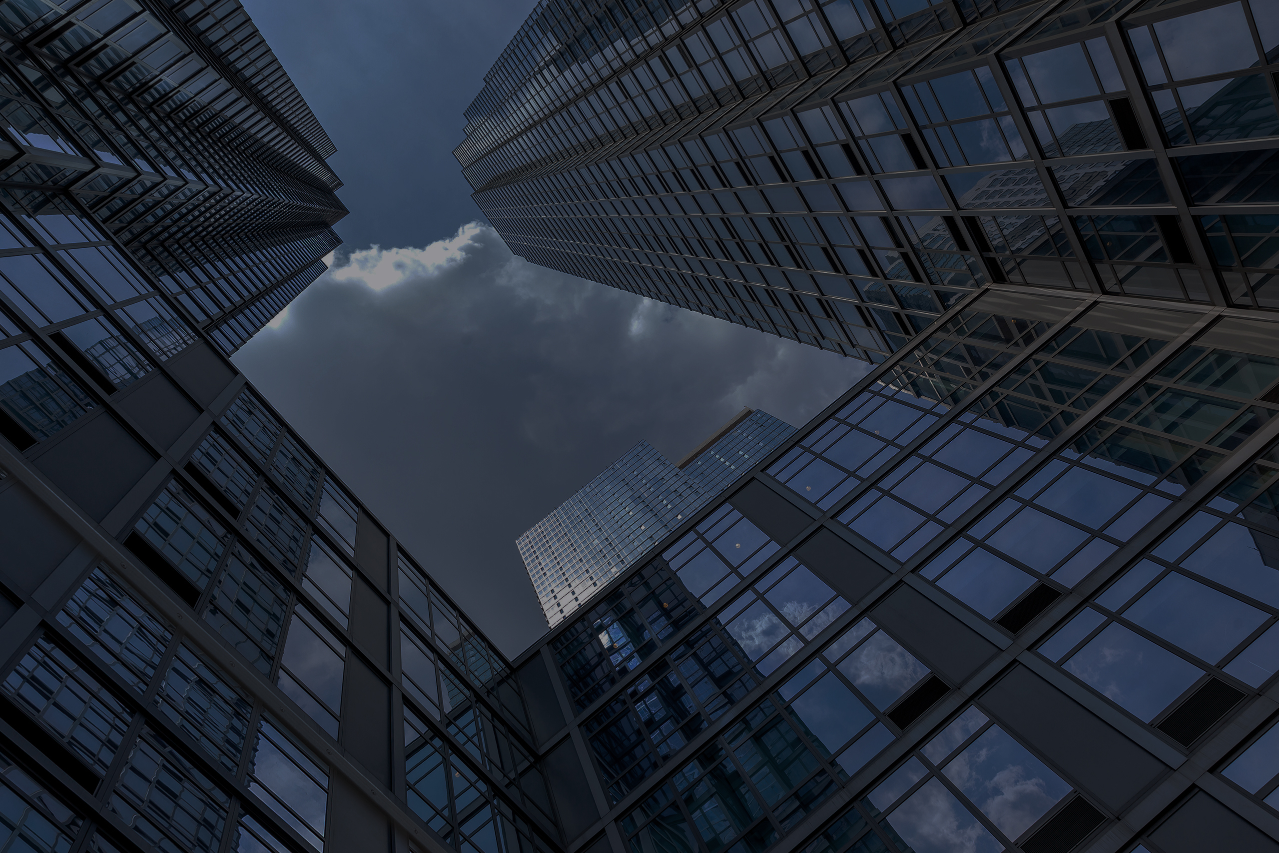 futuristic glass building with economic cooperation